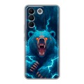 Полупрозрачный дизайнерский силиконовый с усиленными углами чехол для Vivo V27e Медведь