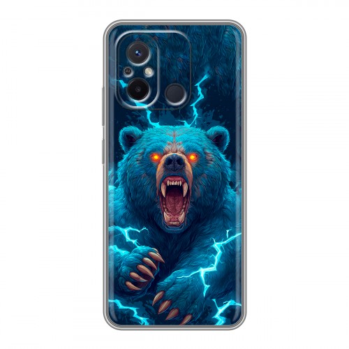 Полупрозрачный дизайнерский силиконовый с усиленными углами чехол для Xiaomi RedMi 12C Медведь