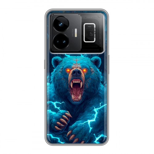 Полупрозрачный дизайнерский силиконовый с усиленными углами чехол для Realme GT3 Медведь