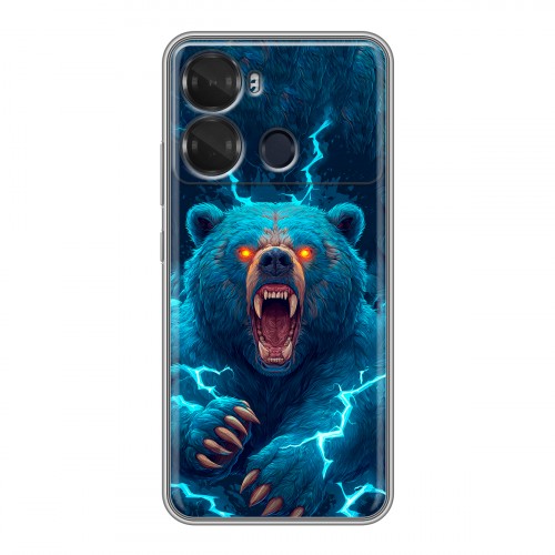 Полупрозрачный дизайнерский силиконовый чехол для Itel P40 Медведь