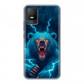 Полупрозрачный дизайнерский силиконовый с усиленными углами чехол для TCL 403 Медведь