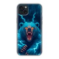 Полупрозрачный дизайнерский силиконовый чехол для Iphone 15 Plus Медведь