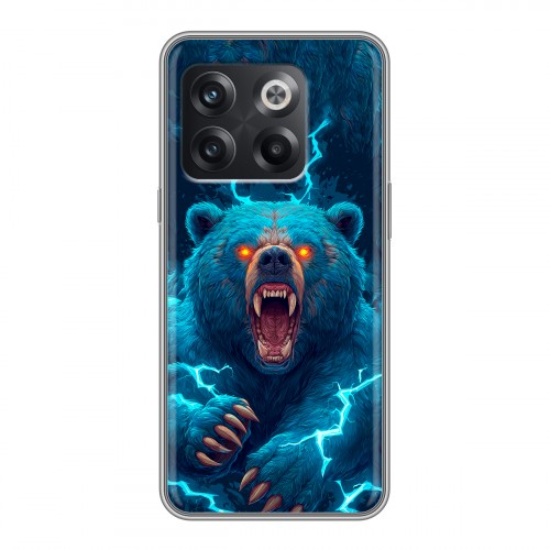 Полупрозрачный дизайнерский силиконовый чехол для OnePlus 10T Медведь