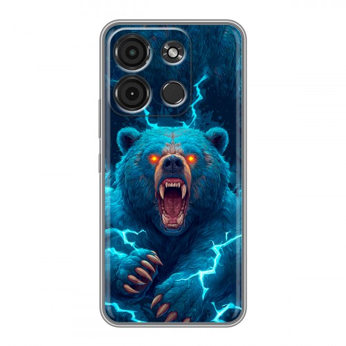 Полупрозрачный дизайнерский силиконовый чехол для Itel A60s Медведь