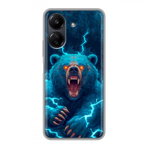Полупрозрачный дизайнерский силиконовый чехол для Xiaomi Poco C65 Медведь