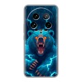 Полупрозрачный дизайнерский силиконовый чехол для Xiaomi 14 Ultra Медведь