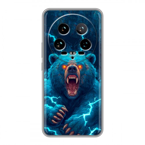 Полупрозрачный дизайнерский силиконовый чехол для Xiaomi 14 Ultra Медведь
