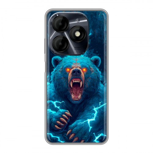 Полупрозрачный дизайнерский силиконовый чехол для Itel P55 4G Медведь