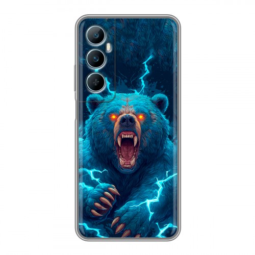 Полупрозрачный дизайнерский силиконовый чехол для Realme C65 Медведь