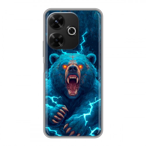 Полупрозрачный дизайнерский силиконовый чехол для RedMi 13 4G Медведь