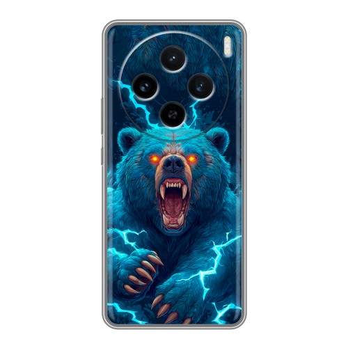 Полупрозрачный дизайнерский силиконовый чехол для Vivo X100 Медведь