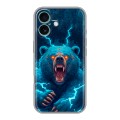 Полупрозрачный дизайнерский силиконовый чехол для Iphone 16 Plus Медведь