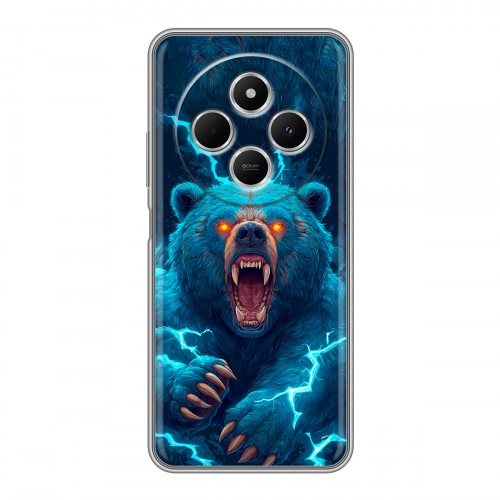 Полупрозрачный дизайнерский силиконовый чехол для Redmi 14C Медведь