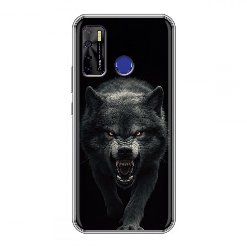 Полупрозрачный дизайнерский силиконовый чехол для Tecno Camon 15 Волк