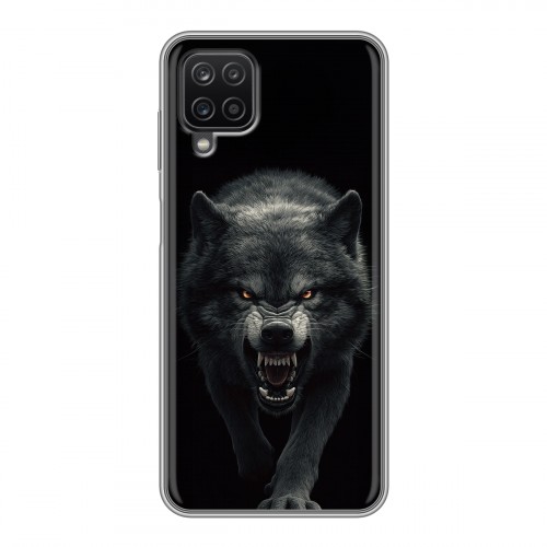 Полупрозрачный дизайнерский пластиковый чехол для Samsung Galaxy A12 Волк