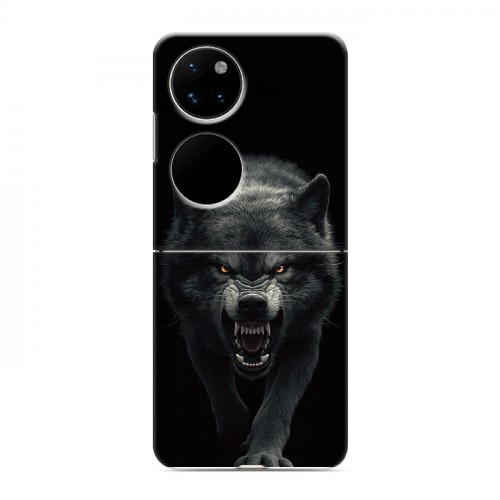 Полупрозрачный дизайнерский пластиковый чехол для Huawei P50 Pocket Волк