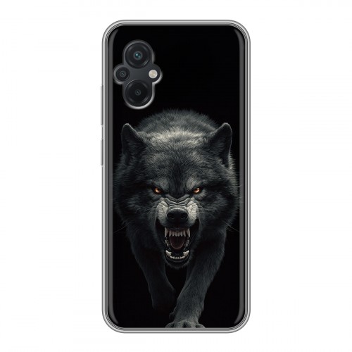 Полупрозрачный дизайнерский силиконовый с усиленными углами чехол для Xiaomi Poco M5 Волк