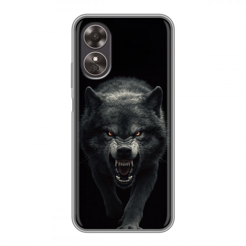 Полупрозрачный дизайнерский силиконовый чехол для OPPO A17 Волк