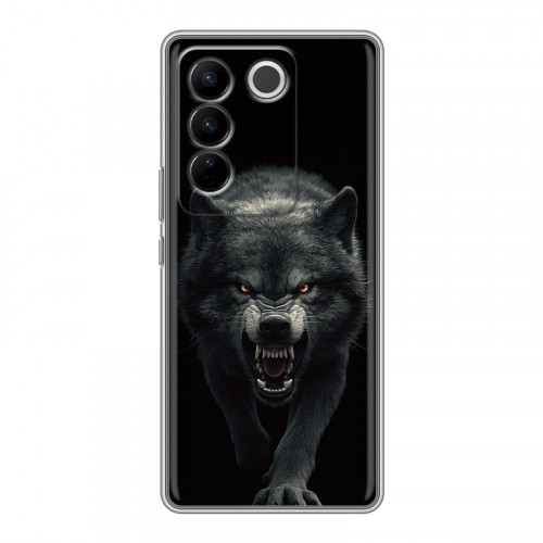 Полупрозрачный дизайнерский силиконовый чехол для Vivo V27 Волк