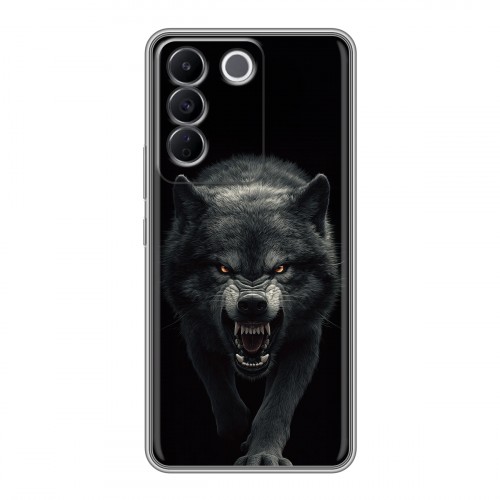 Полупрозрачный дизайнерский силиконовый с усиленными углами чехол для Vivo V27e Волк