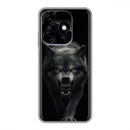 Полупрозрачный дизайнерский силиконовый чехол для Tecno Spark 10C Волк