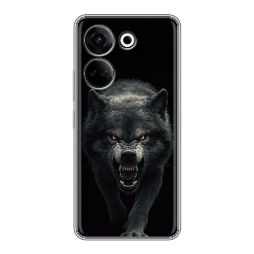 Полупрозрачный дизайнерский пластиковый чехол для Tecno Camon 20 Волк