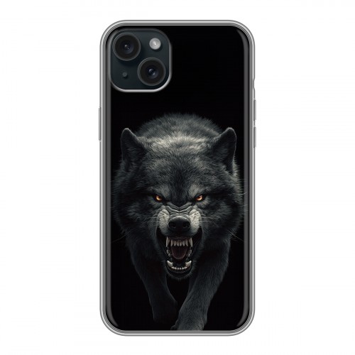 Полупрозрачный дизайнерский пластиковый чехол для Iphone 15 Plus Волк