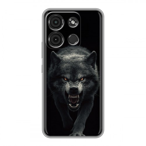 Полупрозрачный дизайнерский силиконовый чехол для Itel A60s Волк