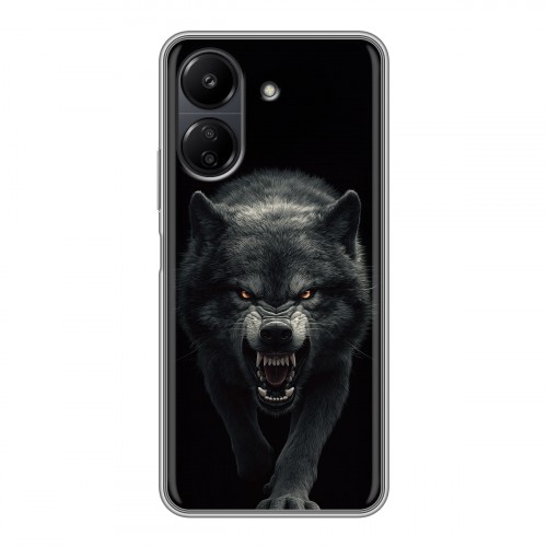 Полупрозрачный дизайнерский силиконовый чехол для Xiaomi Poco C65 Волк