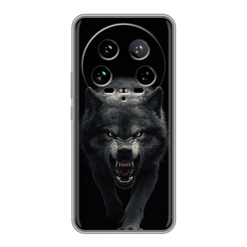 Полупрозрачный дизайнерский пластиковый чехол для Xiaomi 14 Ultra Волк