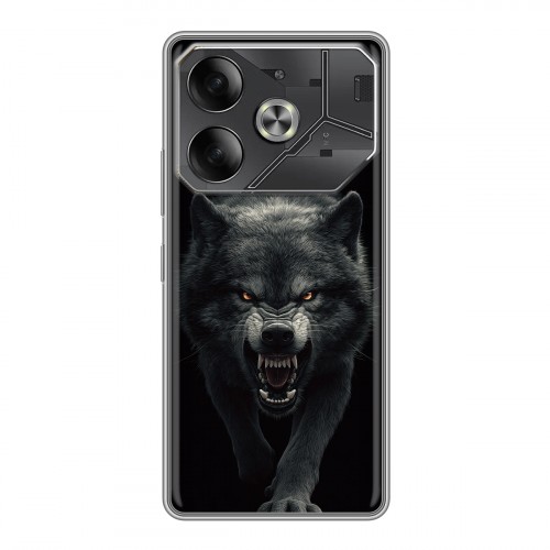Полупрозрачный дизайнерский силиконовый чехол для Tecno Pova 6 Волк