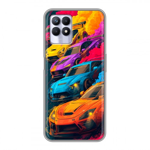Полупрозрачный дизайнерский силиконовый чехол для Realme 8i Тачки