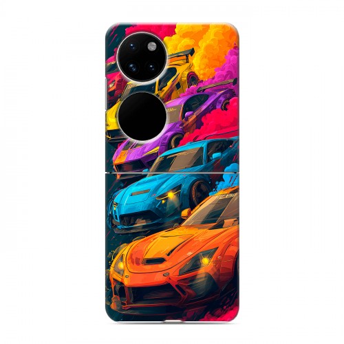 Полупрозрачный дизайнерский пластиковый чехол для Huawei P50 Pocket Тачки