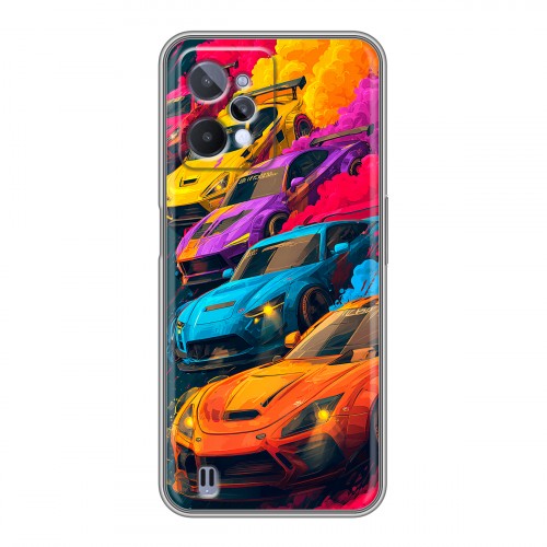 Полупрозрачный дизайнерский силиконовый чехол для Realme C31 Тачки