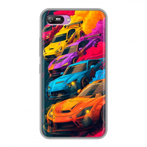 Полупрозрачный дизайнерский силиконовый с усиленными углами чехол для Itel A25 Тачки