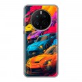 Полупрозрачный дизайнерский силиконовый с усиленными углами чехол для Huawei Mate 50 Тачки