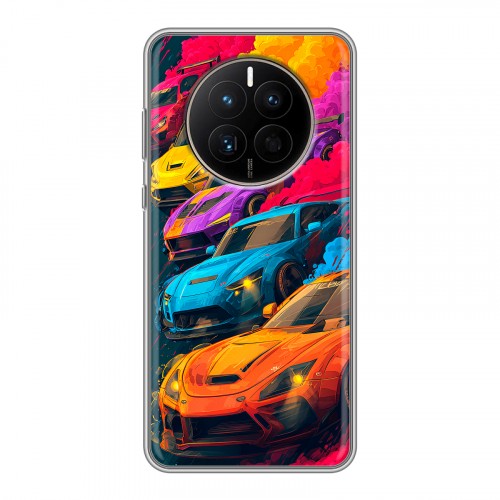 Полупрозрачный дизайнерский силиконовый с усиленными углами чехол для Huawei Mate 50 Тачки