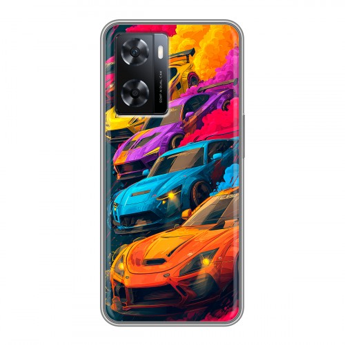 Полупрозрачный дизайнерский пластиковый чехол для OPPO A57s Тачки