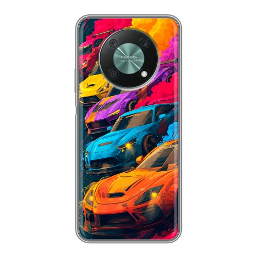 Полупрозрачный дизайнерский силиконовый чехол для Huawei Nova Y90 Тачки