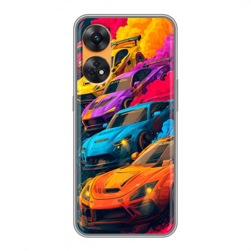 Полупрозрачный дизайнерский пластиковый чехол для OPPO Reno8 T Тачки