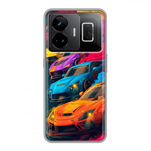 Полупрозрачный дизайнерский пластиковый чехол для Realme GT3 Тачки