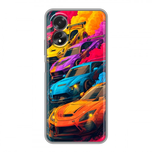 Полупрозрачный дизайнерский пластиковый чехол для OPPO A38 4G Тачки