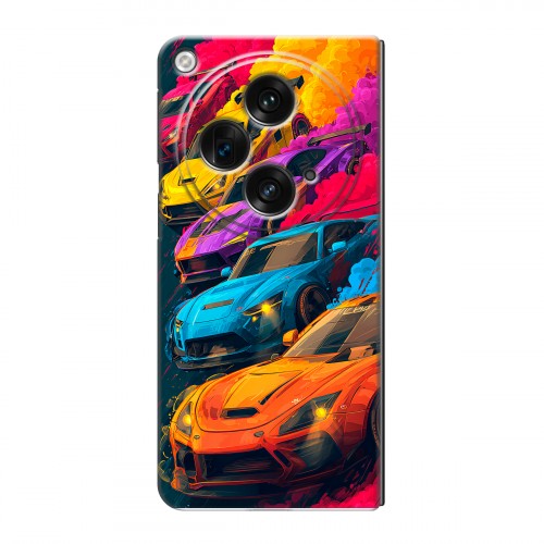 Полупрозрачный дизайнерский пластиковый чехол для OPPO Find N3 Тачки