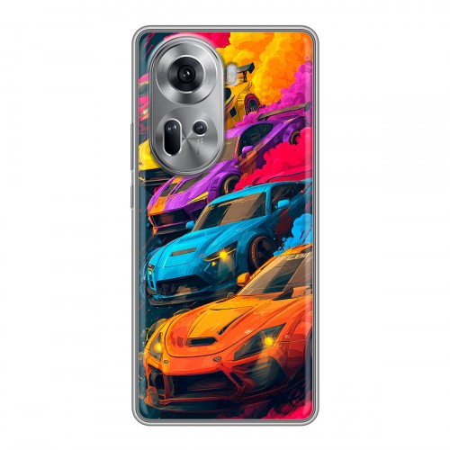 Полупрозрачный дизайнерский пластиковый чехол для OPPO Reno 11 Тачки