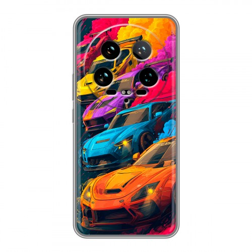 Полупрозрачный дизайнерский пластиковый чехол для Xiaomi 14 Ultra Тачки