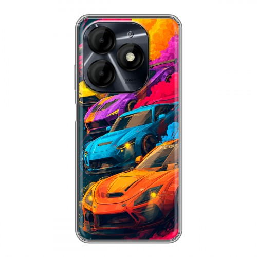 Полупрозрачный дизайнерский пластиковый чехол для Itel P55 4G Тачки