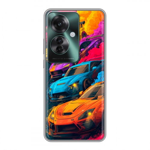 Полупрозрачный дизайнерский пластиковый чехол для Oppo Reno 11F Тачки