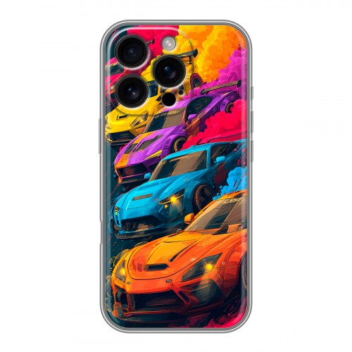 Полупрозрачный дизайнерский пластиковый чехол для Iphone 16 Pro Тачки