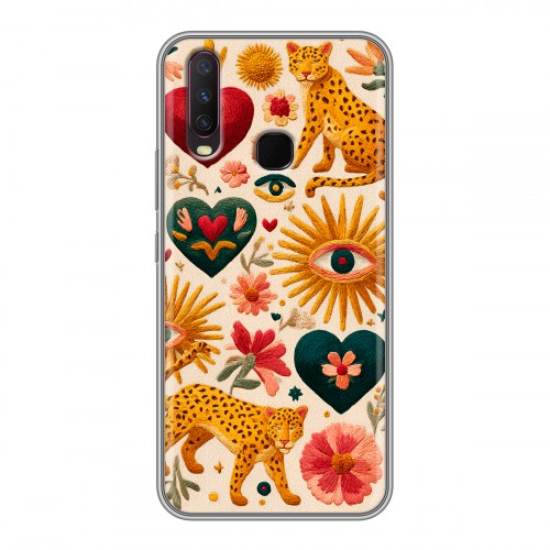 Полупрозрачный дизайнерский силиконовый с усиленными углами чехол для Vivo Y17 Модный принт