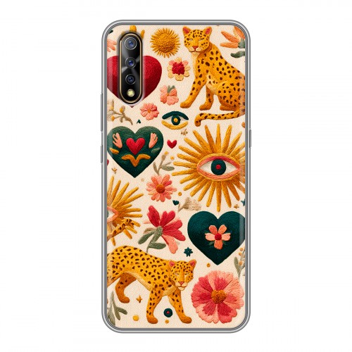 Полупрозрачный дизайнерский силиконовый с усиленными углами чехол для Vivo V17 Neo Модный принт
